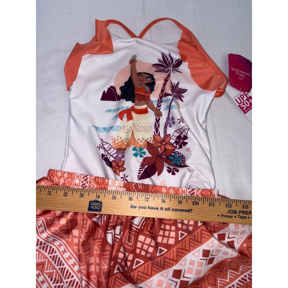 Disney Moana one piece swimsuit and matching coverup skirt Moana age 9/10 new - Picture 4 of 5